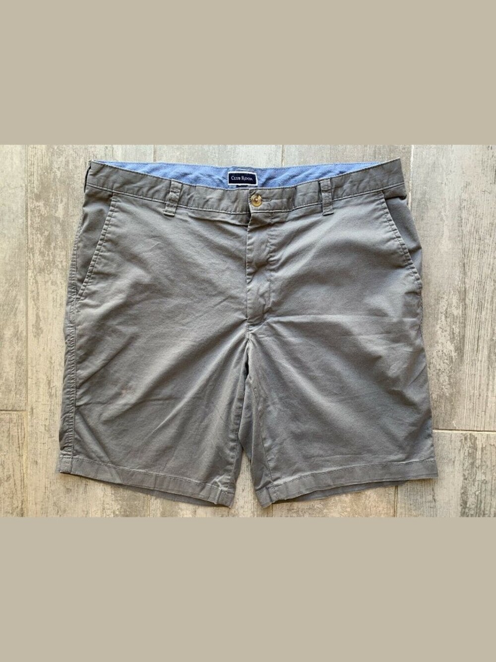 $60 CLUB ROOM Gray Cotton Flat Front Shorts Mens Chino Bermuda Golf Classic 38